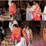 Reality TV stars Kim and Khloe Kardashian serve food to children at Iskcon temple in Mumbai, during their visit to India